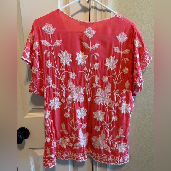 Solitaire Embroidered Anthro Cardigan Short Sleeve Sz L - Picture 7 of 9